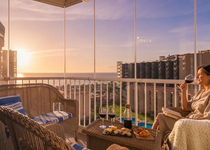 Terraza 1ª Linea Con Vistas En Playamar The Door Апартаменты